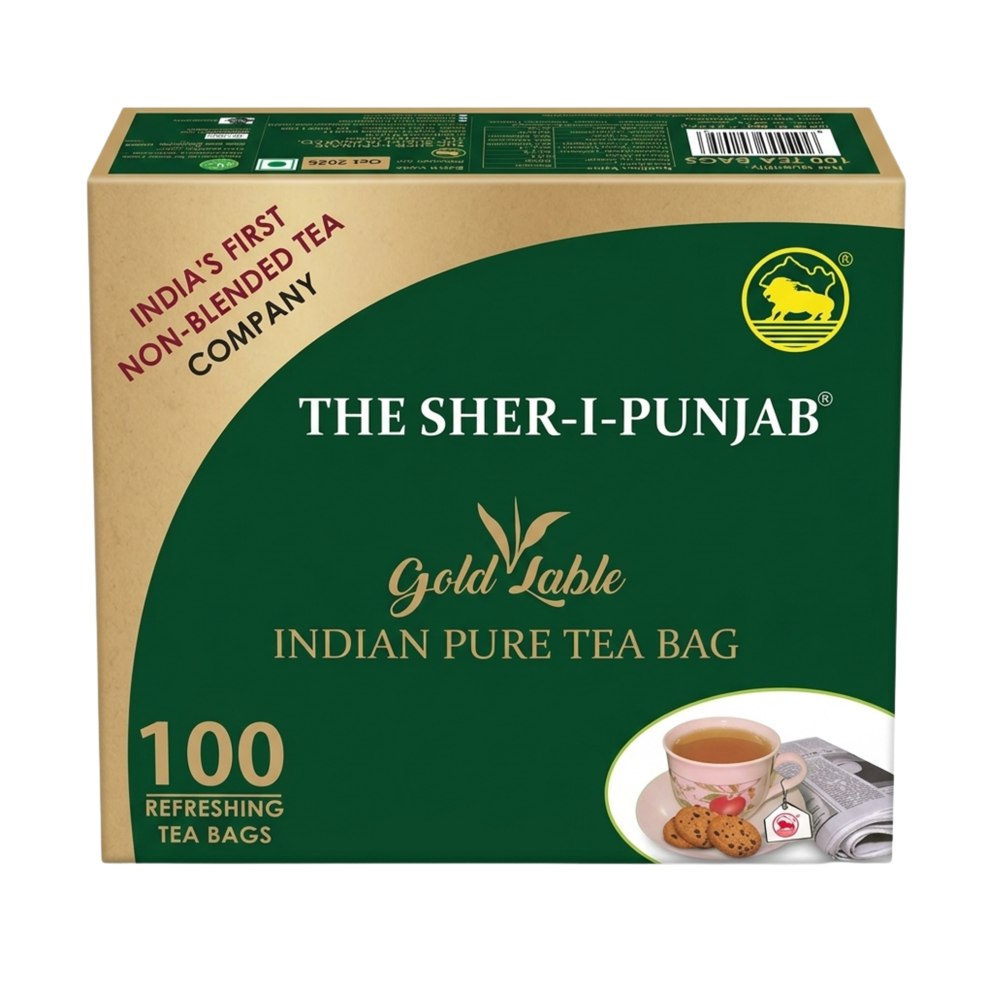 Gold Label Indian Pure Tea Bags – 100 Refreshing Tea Bags